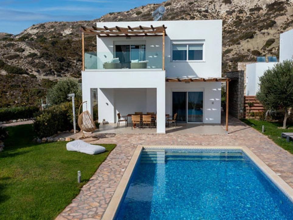 Villa Apollon exterior with private pool and garden